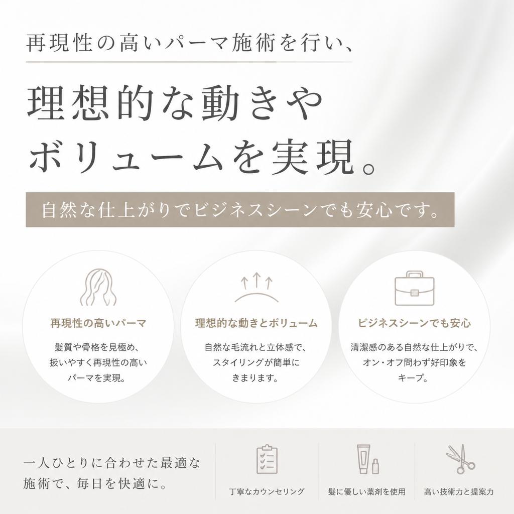 パーマで動きをプラス